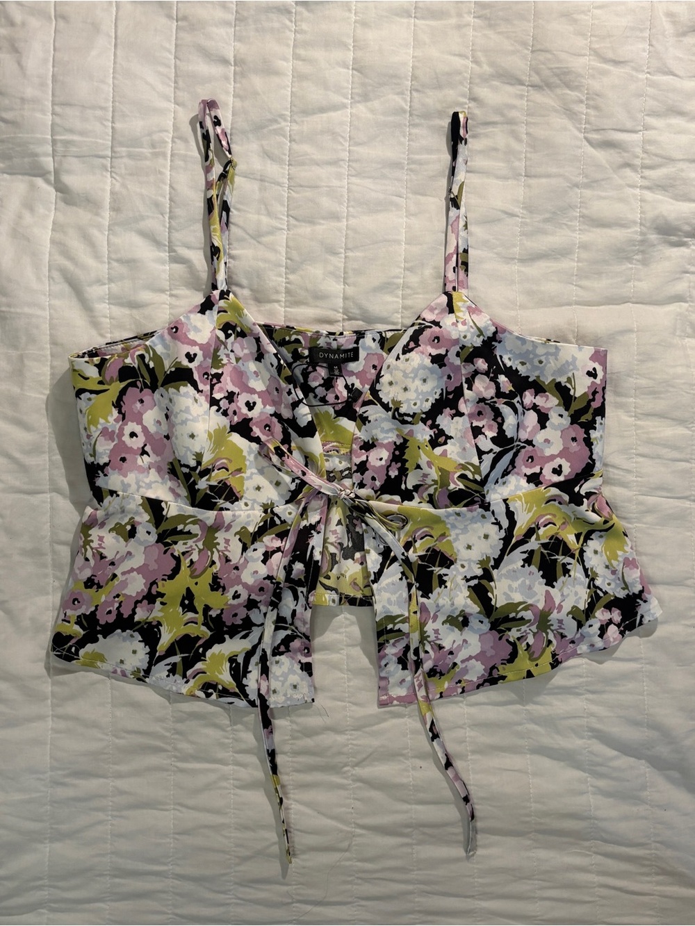 Dynamite Floral Tie-Front Camisole in Multi Floral